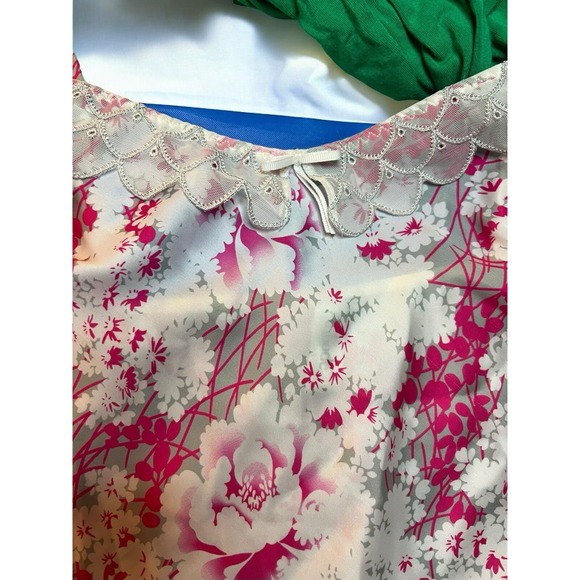 Aubade Paris‎ Vintage Y2K Lingerie Nightgown Pink Abstract Flowers Adj. Straps - Picture 9 of 13